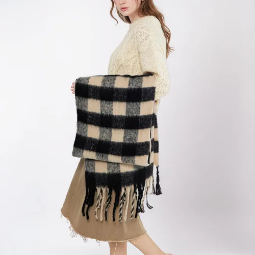 Miniatura 67 de Bufanda grande y gruesa de gran tamaño, esponjosas, de lana grande, gruesa, cálida para invierno