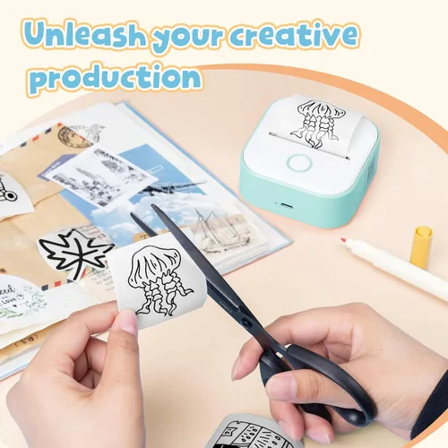 Miniatura 3 de Phomemo Papel adhesivo - para impresora T02/T02Pro/Q02E/M02X/Y02C/Q02 Mini, papel adhesivo térmico blanco para notas de estudio, fotos, DIY