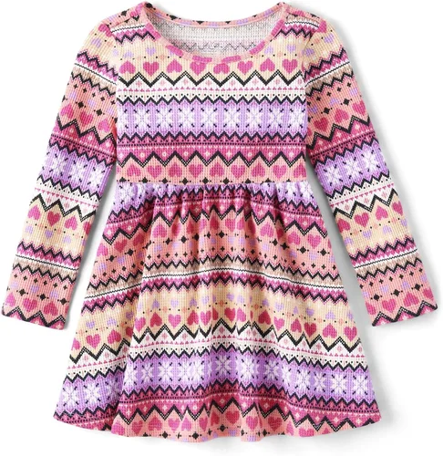Miniatura 31 de The Children's Place Vestido diario estampado de manga larga para niñas de talla única y niños pequeños