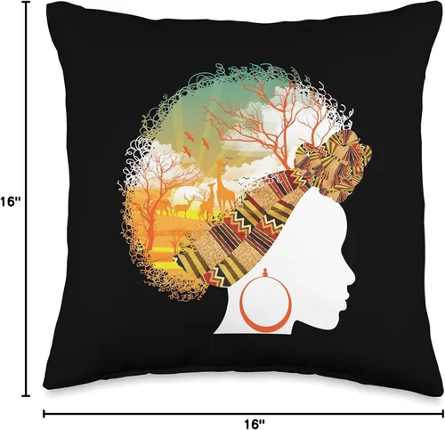 Miniatura 4 de Cool Love Afro American Melanin Culture Designs El mejor regalo de reina africana Almohada para mujer amante del safari de raíces negras, 16 x 16
