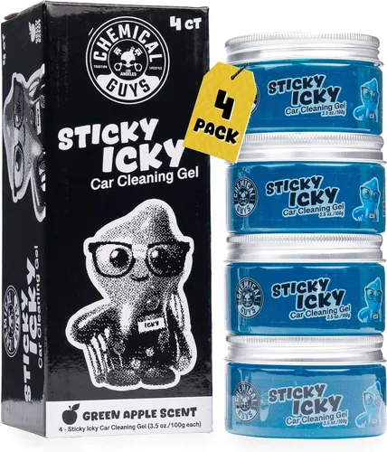 Chemical Guys Sticky Icky - Gel de limpieza para automóvil, manzana verde, limpiador interior de automóvil, limpiador reutilizable para grietas y