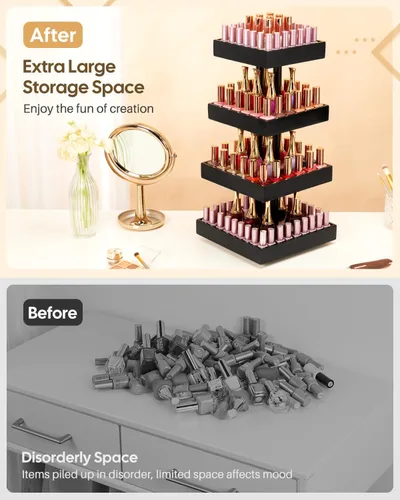Miniatura 6 de Homde Organizador de esmalte de uñas para 86-123 botellas, soporte giratorio de 360 grados para esmalte de uñas, estante de almacenamiento para Negro