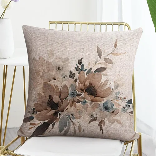 Miniatura 7 de Fundas de cojín decorativas modernas de lino con diseño de flores en acuarela, decoración del hogar al aire libre, primavera y verano, margaritas