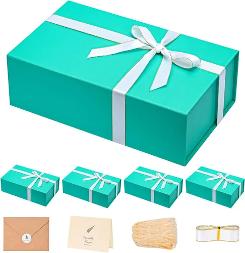 Miniatura 47 de LIFELUM Caja de regalo de 13.5 x 10 x 4 pulgadas, caja de regalo grande con tapas magnéticas, cajas de regalo negras para regalos de graduación