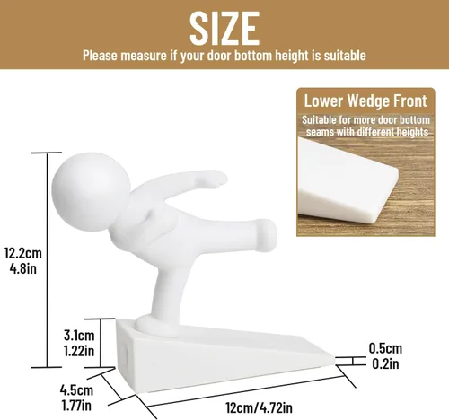 Miniatura 2 de Lindo tope de puerta, decorativo y resistente, tope de puerta decorativo, cuña delantera inferior adecuada para más puertas, blanco y gris Blanco &