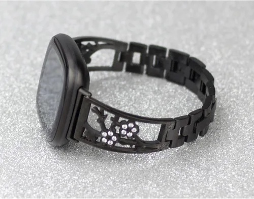 Miniatura 4 de Pulsera de acero inoxidable compatible con Fitbit Sense 2/Sense/Versa 4/Versa 3, bandas de repuesto brillantes para mujer, pulseras elegantes