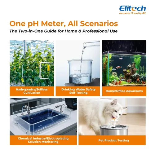 Miniatura 7 de Elitech Profesional Pluma Medidor de pH - Probador Digital para pH y Temperatura en Hidroponía, Soluciones de Crecimiento con Kit de Calibración