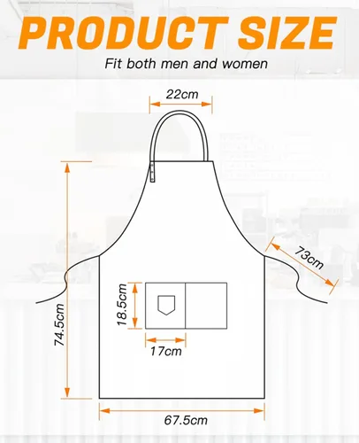 Miniatura 2 de Custom Apron with Pocket, Printed in USA, Personalized NameLogo, Adjustable Ties for Baking, Cooking for WomenMen