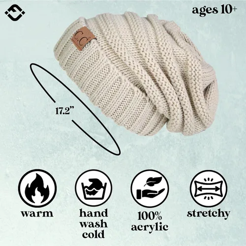 Miniatura 61 de Funky Junque Gorro de moda de punto trenzado de talla extragrande, grueso, abrigado, suave y holgado