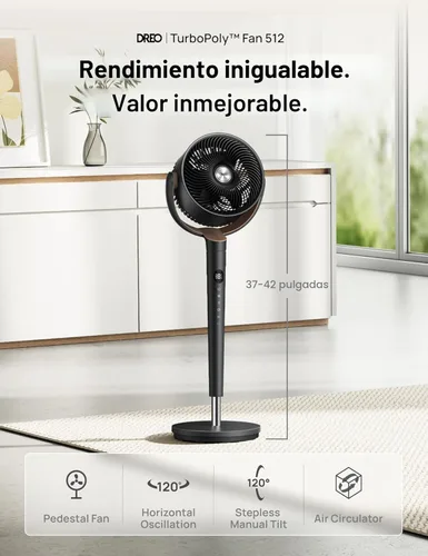 Miniatura 2 de Dreo Ventilador para dormitorio, ventilador de pie oscilante de 120°, ventilador de piso silencioso con motor de CC, ventilador de pedestal