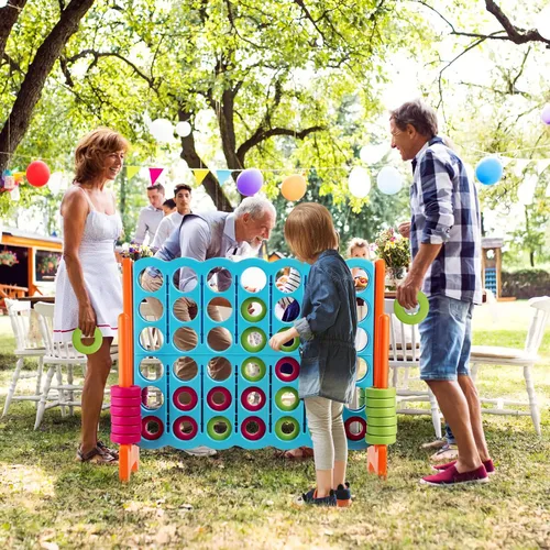 Miniatura 9 de Costzon Giant 4 en una fila, Juego de mesa Jumbo de 4 a puntuación para niños y adultos, juego de conexión de patio interior y exterior, 1.07 m