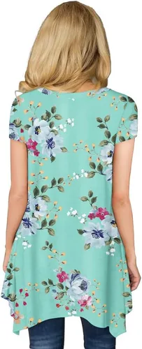 Miniatura 3 de POPYOUNG Blusa casual de manga corta para mujer, 2024