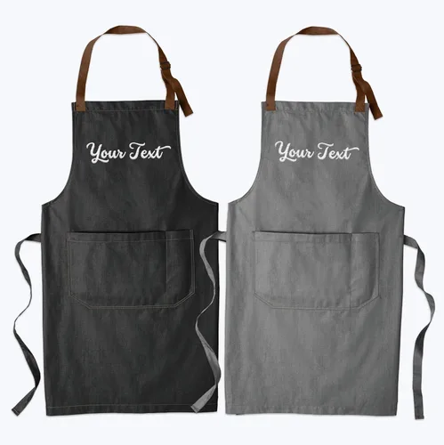 Miniatura 7 de TEEAMORE Custom Embroidered Aprons for Women Men Add Your Text Chef Kitchen Grill Apron Gris ceniza