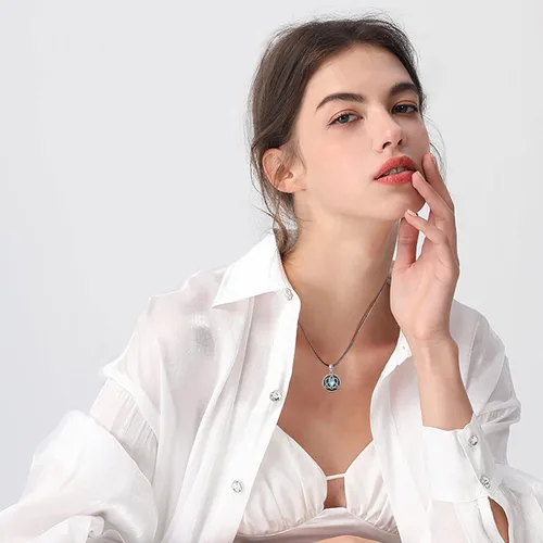 Miniatura 4 de MEDWISE Collar con medallón celta para mujer, plata de ley S925 que sostiene fotos de fotos con nudo de amor celta, collar personalizado, joyería