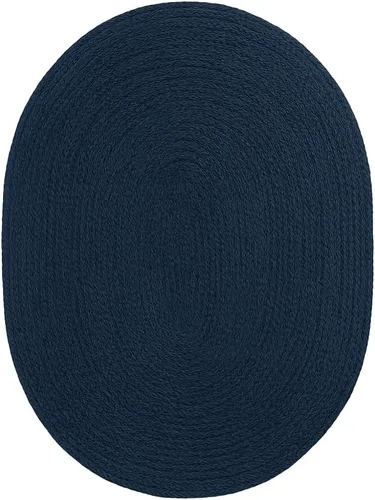RAJRANG Oval Jute Area Rug - 2x3 ft Navy Blue Natural Fiber Rug for Living Room, Entryway, and Farmhouse Decor