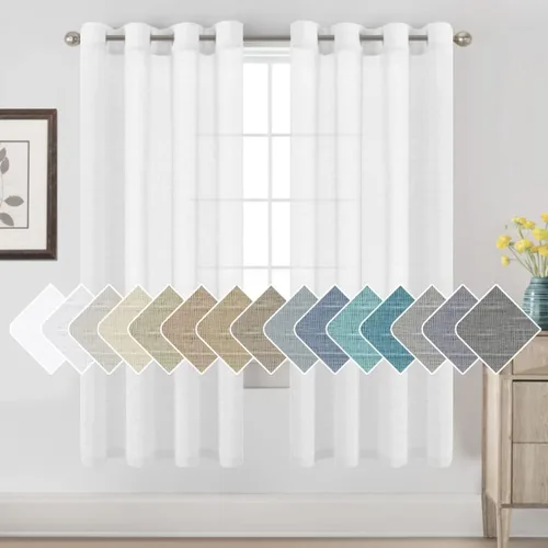 Miniatura 104 de H.VERSAILTEX Cortinas de 96 pulgadas de largo, cortinas de lino/cortinas transparentes de mezcla de lino natural/paneles/cortinas para sala
