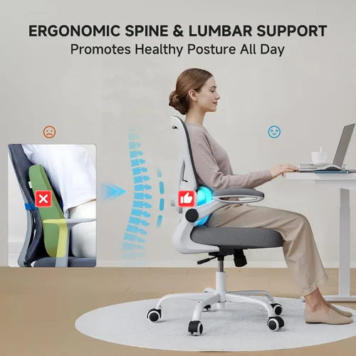 Miniatura 3 de Silla de oficina de malla, silla de escritorio ergonómica de 330 libras con soporte lumbar ajustable, sillas de computadora ejecutivas para oficina