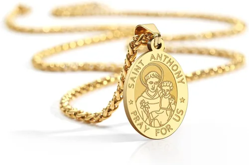 Miniatura 4 de Medalla de collar de San Cristóbal y José, Antonio, JudeMiguel para hombres y niños, colgante de San Cristóbal con cadena de 24 pulgadas, Latón, No