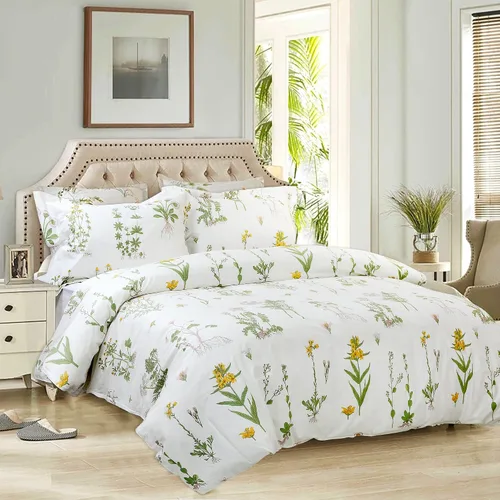 Miniatura 26 de FADFAY Juego de funda de edredón con estampado floral de roseta, juego de ropa de cama de encaje con volantes para niñas, 3 piezas, tamaño individual