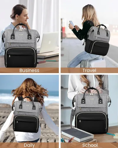 Miniatura 6 de LOVEVOOK - Mochila para ordenador portátil para mujer, de moda, de negocios, de viaje, mochila para estudiantes, mochila de trabajo para profesores