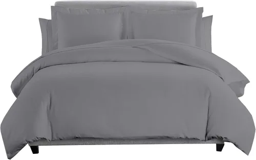 Miniatura 5 de Juego de cama de plumón de ganso de 8 piezas, 100% algodón, color gris pardo, tamaño matrimonial, incluye juego de sábanas de 600 hilos + juego