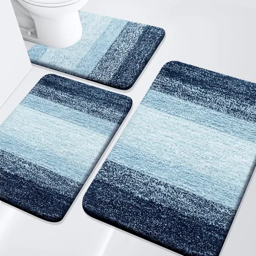 Miniatura 34 de Arotive - Juego de alfombras de baño de 3 piezas, alfombras de baño extra suaves y absorbentes, alfombrillas de baño lavables a máquina y que se