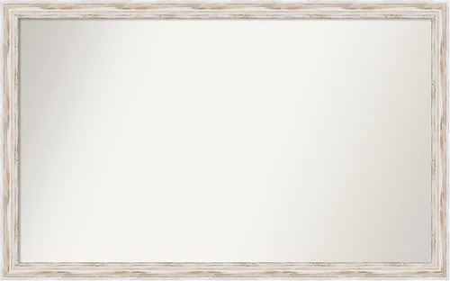 Miniatura 550 de Amanti Art Espejo de baño blanco para sobre el fregadero, 30 x 35 pulgadas, espejo de tocador rectangular estrecho de Eva de oro blanco, marco