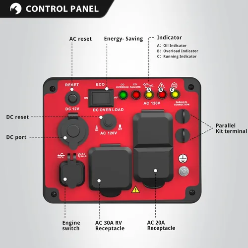 Miniatura 3 de PowerSmart Generador portátil del inversor de 3000 vatios accionado a gas, silencioso para acampar