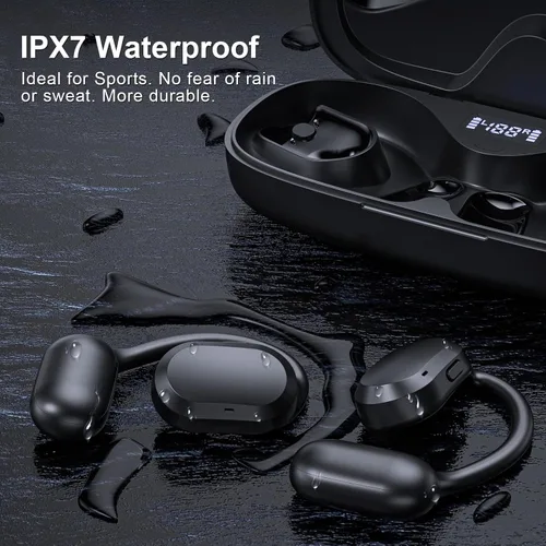 Miniatura 11 de Auriculares de oreja abierta, IPX7 impermeables, Bluetooth 5.3 True Wireless Sports Over Ear Auriculares con ganchos para los oídos, micrófono