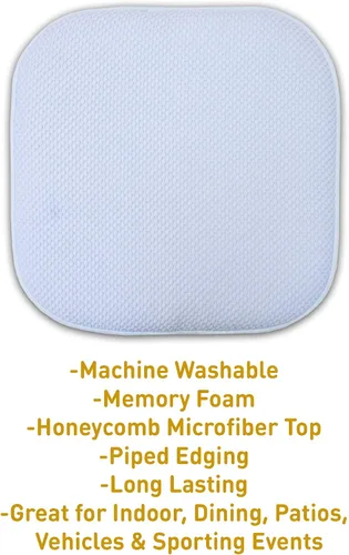 Miniatura 24 de Sweet Home Collection Cojines de espuma viscoelástica para silla, goma antideslizante y diseño de panal de abejas y esquinas redondeadas de 16 x 16