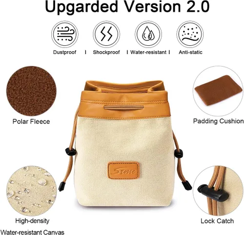 Miniatura 2 de Bolsa de mano con cordón S-ZONE para cámara DSLR, con inserto para lentes, compatible con Canon, Nikon, Sony Marrón