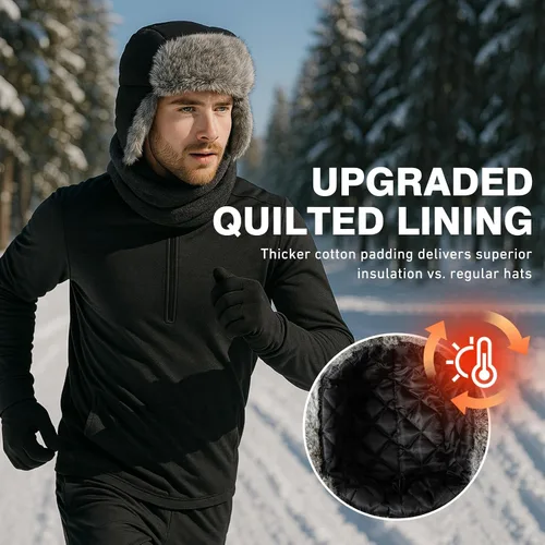 Miniatura 10 de Comhats Gran XL Trapper Trooper Caza Cálido Oído Solapa Rusia Ushanka Invierno Esquí Clima Frío Bombardero Sombreros para Hombres