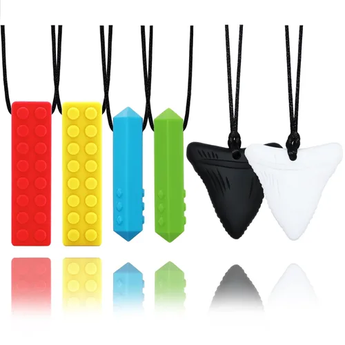 Collares masticables para niños sensoriales, paquete de 6 collares masticables para niños sensoriales con autismo, TDAH, TEP, masticación,