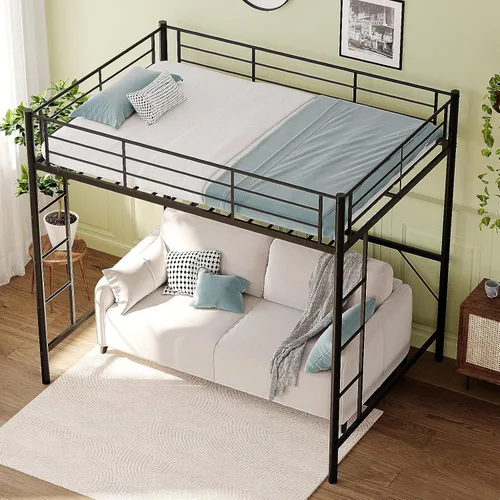 Miniatura 17 de VINGLI Cama Loft de 71 Pulgadas de Alto Tamaño Twin con Escalera de Peldaños Planos para Niños Adolescentes Adultos Cama Litera Individual de Metal