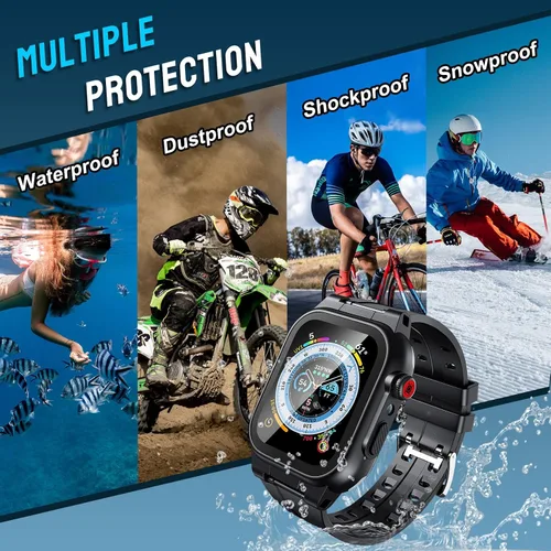 Miniatura 5 de Funda impermeable para Apple Watch de 1.654 in Series 2 y 3 con correa y protector de pantalla integrado, IP68, impermeable, a prueba de polvo, a