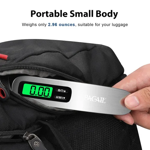 Miniatura 7 de BAGAIL Báscula digital de equipaje báscula de equipaje colgante con pantalla LCD retroiluminada báscula de peso de viaje báscula de peso portátil