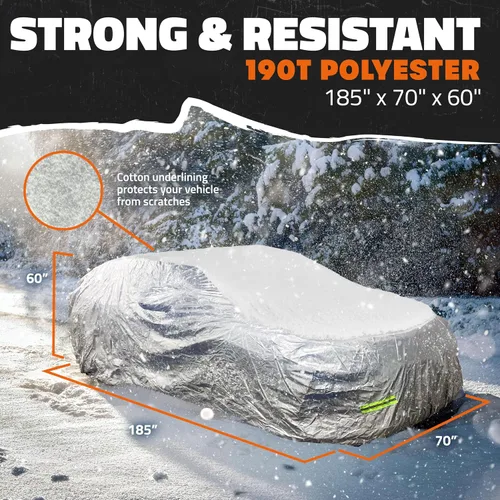 Miniatura 4 de Mockins - Funda para automóvil de poliéster plateado 190T, para todo tipo de clima, transpirable e impermeable, protegerá tu vehículo contra