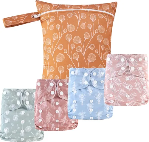 HappyFlute 9 Juegos de Pañales de Tela de Bolsillo para Recién Nacido Talla Única Ajustables Reutilizables para Bebés Niños y Niñas (6-33 libras,