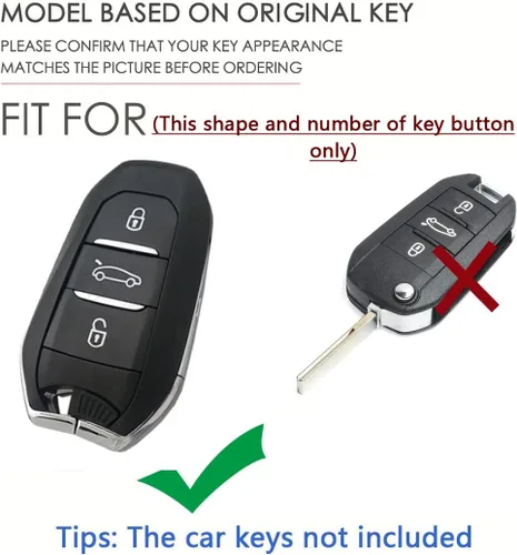 Miniatura 2 de SANRILY para la llave de Peugeot cubierta de metal cuero Smart Key Shell, Negro