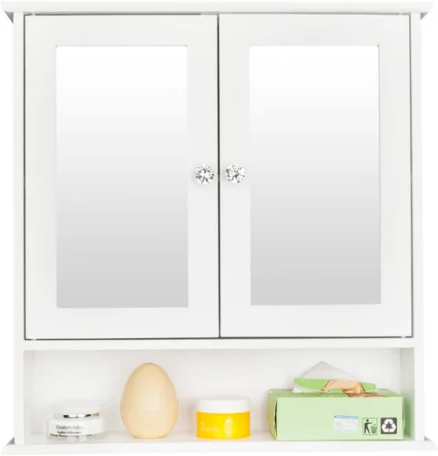 Miniatura 3 de Gabinetes de medicina de baño con espejo, gabinete de baño montado en la pared gabinete de almacenamiento de madera gabinete de pared de baño