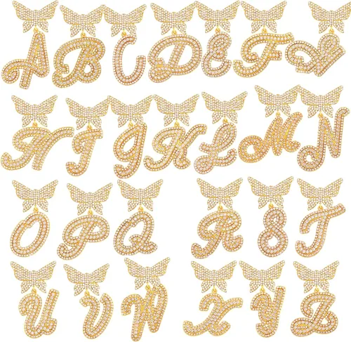 Miniatura 4 de Cuban Link Chain for Women Cursive Silver Initial 14MM Diamond Prong Cuban Chain Hip Hop Iced Out Chain Necklace Butterfly Initial Letter Name
