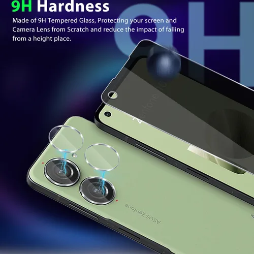 Miniatura 3 de Zeking [Paquete de 2+2 para Asus Zenfone 10 (2023) Protector de pantalla de vidrio templado de privacidad y protector de lente de cámara