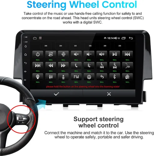 Miniatura 8 de Radio estéreo Android para Honda Civic 2016 2017 2018 2019 2020 2021, 8 núcleos inalámbricos con cable para Car-Play Android Auto GPS Navegación