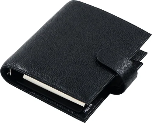 Moterm A6 Anillos de Lujo Planificador - Carpeta Organizadora de Cuero Genuino (Anillo de 30mm, Negro Acolchado) - NO es un A6 Estándar
