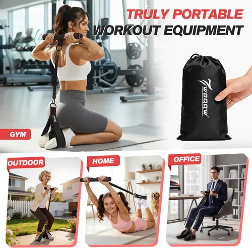Miniatura 6 de WOQQW Banda de resistencia de pedal multifunción con mango, bandas de resistencia de pie ajustables de 3 tubos mejoradas para núcleo, brazo