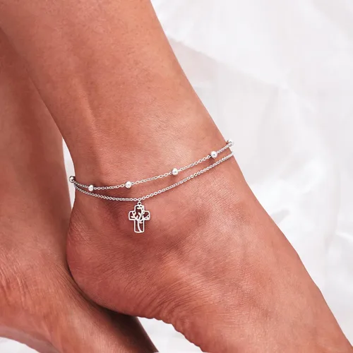 Miniatura 71 de CHIC & ARTSY Tobilleras de plata de ley S925 para mujer, pulsera de tobillo ajustable multicapa para playa, joyería de verano para mujer, de 10 a 11