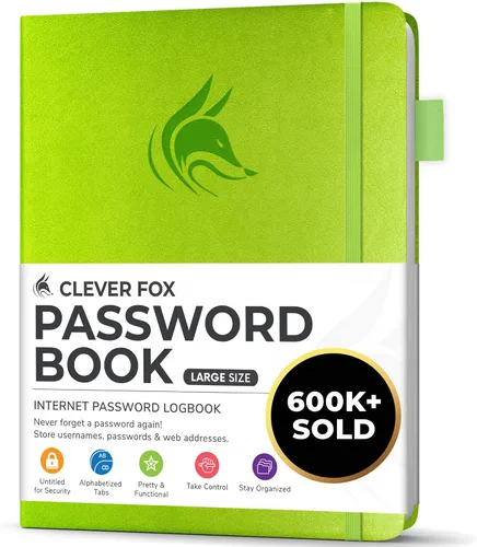 Miniatura 15 de Clever Fox - Libreta de contraseñas con pestañas alfabéticas, organizador de direcciones de Internet, tamaño grande, para inicios de sesión en Azul