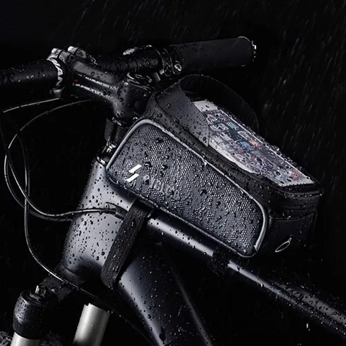 Miniatura 3 de Bolsa de marco de bicicleta, soporte para teléfono de bicicleta, bolsa impermeable para manillar de bicicleta, bolsa de tubo frontal superior