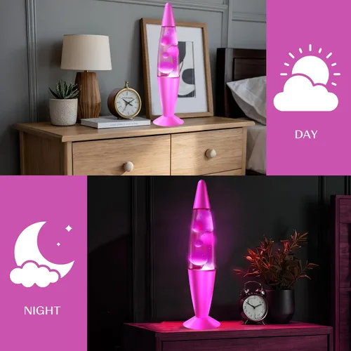 Miniatura 7 de JAMBO Hermosa Lámpara de 16 pulgadas - Rosa con Cera Blanca/Rosa, Luz Líquida Relajante, Luz Nocturna, Decoración del Hogar Sala de Estar Oficina