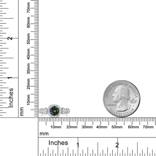 Miniatura 8 de Gem Stone King Anillo de compromiso de aniversario y piedra natal de corte redondo de 0.236 in para mujer, plata de ley 925, anillo de promesa